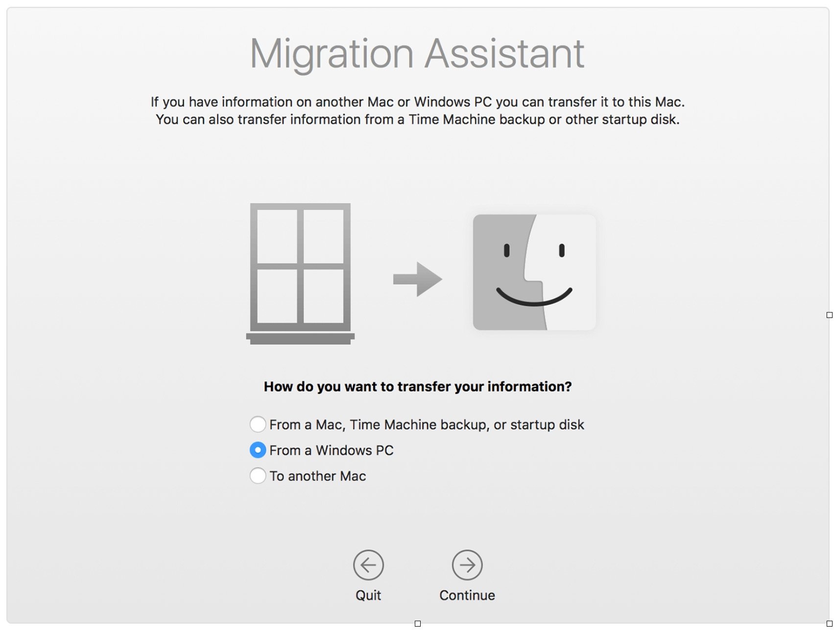 migration assistant windows xp