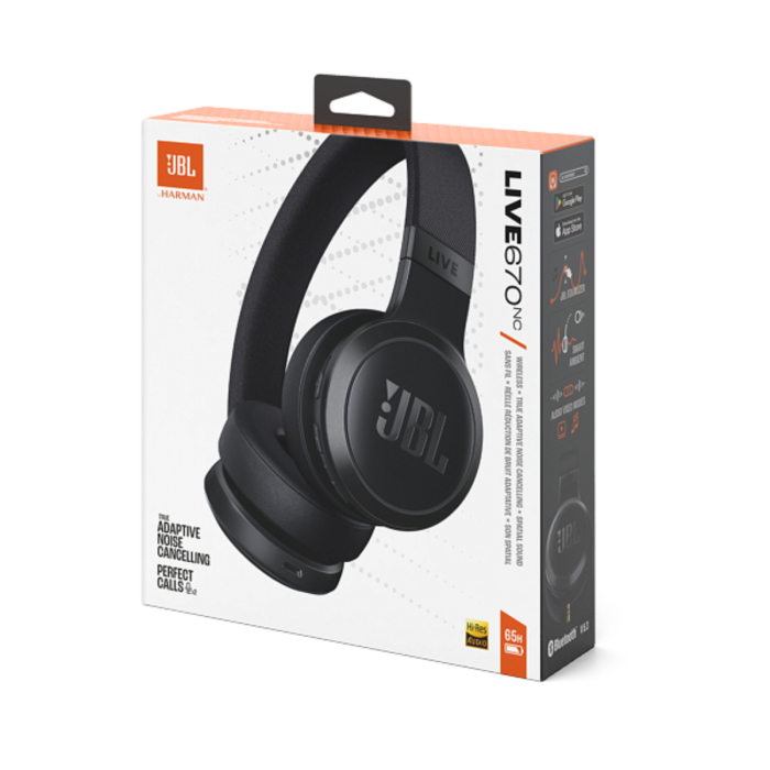 JBL Live 670 Wireless On Ear Noise Cancelling Headphones with foldable ear cups