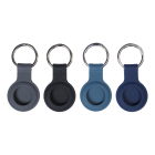 4 Moov Soft Touch AirTag Keyrings in black, baltic blue, grey and navy blue. Back