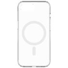 Clear iPhone 16e Case with MagSafe compatibility ring and side indentation for volume up/down and action button.