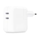 Apple power adapter with two USB ports, ideal for charging multiple devices simultaneously.