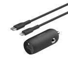 Belkin BoostCharge USB-C PD Car Charger 30W + USB-C to Lightning 1m Cable - Black