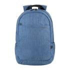 front view of backpack with different zip compartments and two side pouches 