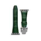 Golden Concept Green Leather Watch Strap for Apple Watch (45/46/49mm) - Titanium