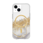 Case Mate iPhone 15 Case with MagSafe - Karat Marble. Clear and white/grey marbled look with gold foil details. Back