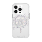 Case Mate iPhone 15 Pro Case with MagSafe - Karat Touch of Pearl. Clear with a mother of pearl and silver foiling detail. Back