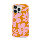 flower design on case placed on phone