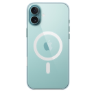 clear case with magsafe symbol on case placed on iPhone 16 plus