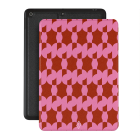A stylish pink and red patterned iPad case, perfect for protecting your device with a touch of elegance.
