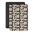 A black and white iPad case featuring a stylish geometric pattern, adding a touch of elegance to your device.