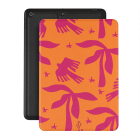 iPad cover featuring a vibrant palm tree pattern in orange and pink colour and a durable design and precise cutouts for easy access to all ports and buttons