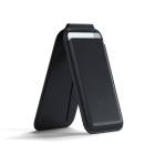 Phone magnetic wallet with an open design and a card slot for convenient storage. Showcasing the stand positioning.