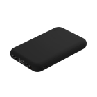 Black power bank with 2 x USB-A port, 1 x USB-C and micro usb.