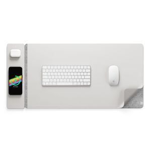 Display of Journey ALTI Wireless Charging Deskmat - Light Grey with compatible devices 