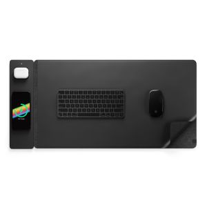 Display of Journey ALTI Wireless Charging Deskmat with compatible devices