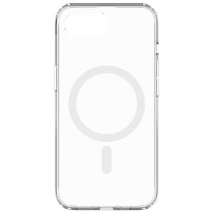 Clear iPhone 16e Case with MagSafe compatibility ring and side indentation for volume up/down and action button.