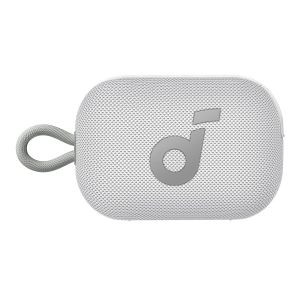 A compact white speaker marked with the number 6, designed for portability and ease of use.