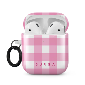 Pink and white checkered case for Apple AirPods, providing stylish protection for your AirPods.