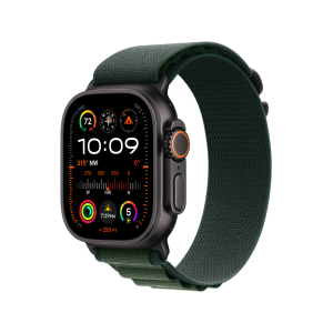 Apple Watch Ultra 2 49mm Black Titanium Case with Dark Green Alpine Loop - Small