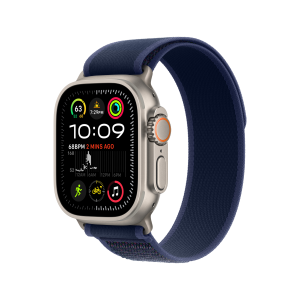 Apple Watch Ultra 2 49mm Natural Titanium Case with Blue Trail Loop - M/L