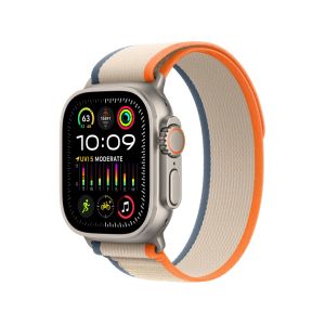 Front screen view of Apple Watch with digital crown, side button, Three‑Microphone Array and  Depth Gauge on the right side of the watch