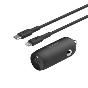 Belkin BoostCharge USB-C PD Car Charger 30W + USB-C to Lightning 1m Cable - Black