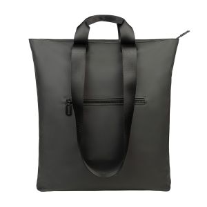 bag with small zip compartment in the front and two handles and the top