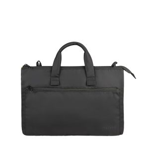 front view of bag with handles and different zip compartments