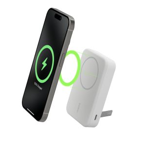 Kickstand with iPhone magnetically attaching