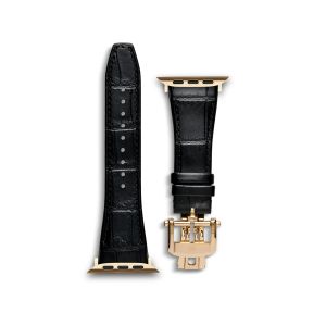 Golden Concept Leather Watch Strap (45/46/49mm) - Black/Gold