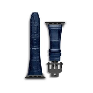 Golden Concept Leather Watch Strap (45/46/49mm) - Blue/Black