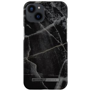 Ideal of Sweden iPhone 14 Fashion Case with black and grey marbled look. Back of case. 