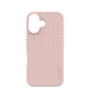 Front view of Blush Pink Perforated Vegan Leather Incase iPhone 16 City MagSafe Case 