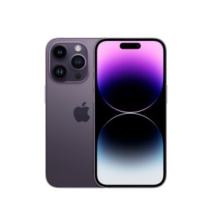 2 x iPhone 14 Pro models positioned back to back, one showing the three camera system and other sgowing the 6.1-inch display.
