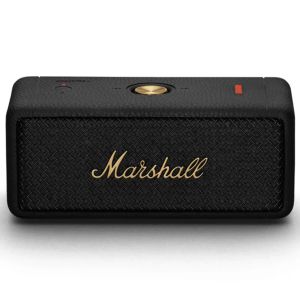 Front view of the Emberton speaker showing the Marshall branding.