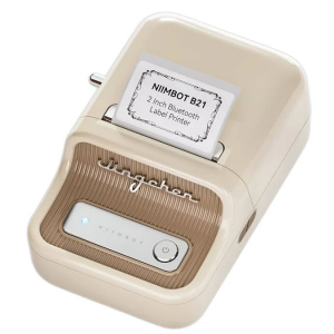 Cream label printer with label
