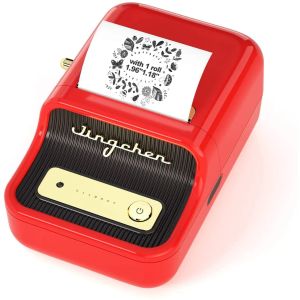 Red label printer with label
