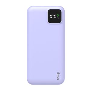 Snug 20 000mAh Square Digital PD Power Bank - Lavender. View from front