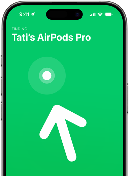 iPhone, displaying Find My for AirPods Pro