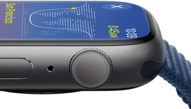 A side view of the Apple Watch showing how bright it is.