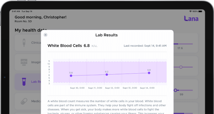 iPad showing patient records