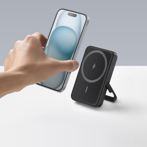iPhone being placed on powerbank