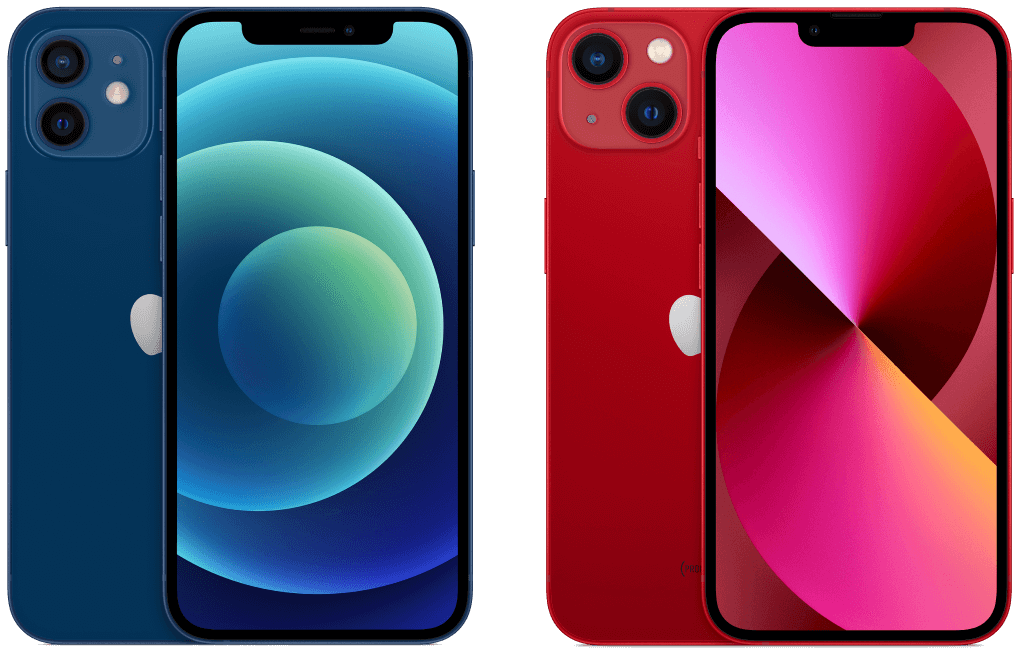 Image of the iPhone 12 and iPhone 13 range