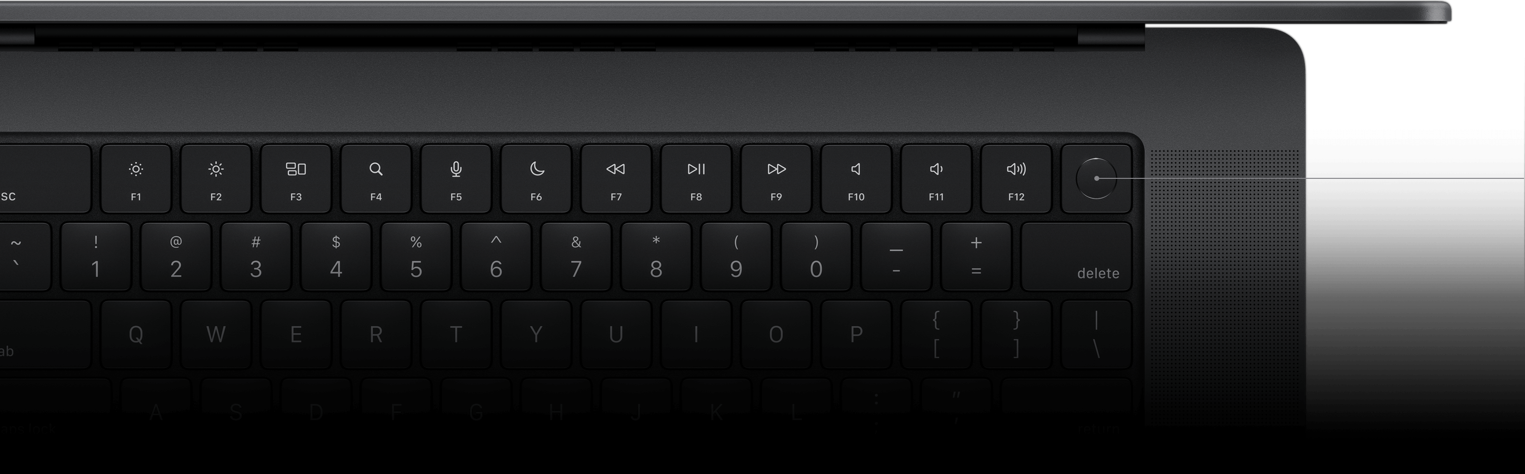 Pointer showing the Touch ID key on the Magic Keyboard.