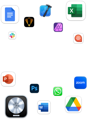 Colourful array of app icons demonstrating breadth of apps that run on macOS