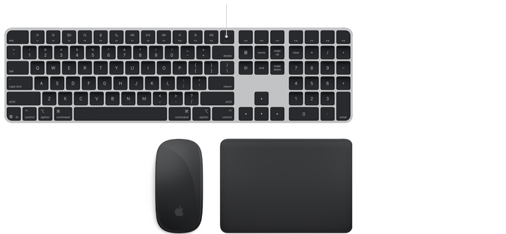 Magic accessories: Black Magic Keyboard with Touch ID, Black Magic Mouse and Black Magic Trackpad