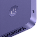 Back view of iMac audio jack, speaker grill and power button