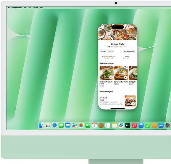 With iPhone Mirroring, move files, order takeaway and more, all on your Mac
