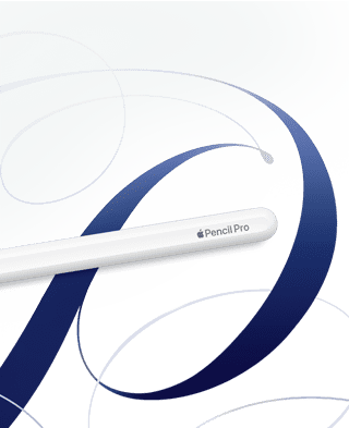 Apple Pencil Pro lying flat on some creative hand-drawn designs
